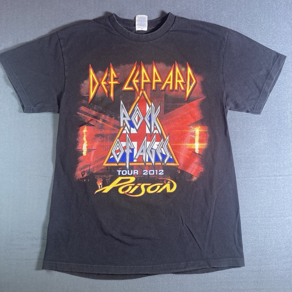 Def Leppard Poison 2012 Concert Rock Ages T-Shirt M Men Black Cotton